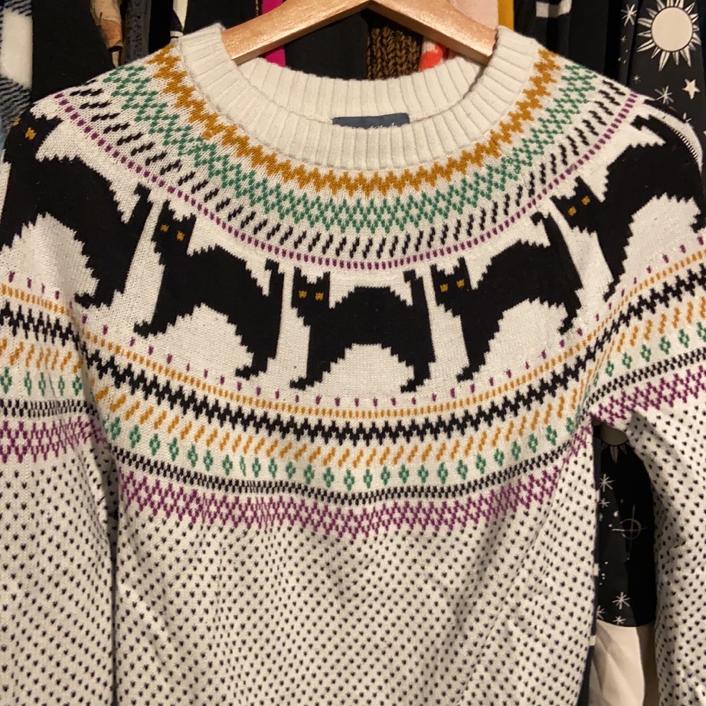 ModCloth Halloween black cat sweater size S